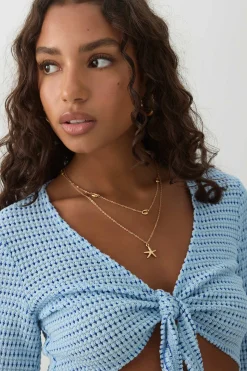 Tie Front Ultra Crop Textured Knit Top
