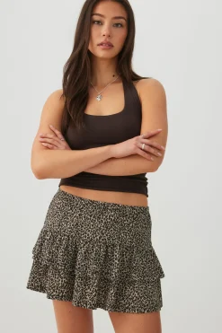 Tiered Knit Mini Skirt