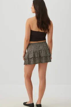 Tiered Knit Mini Skirt