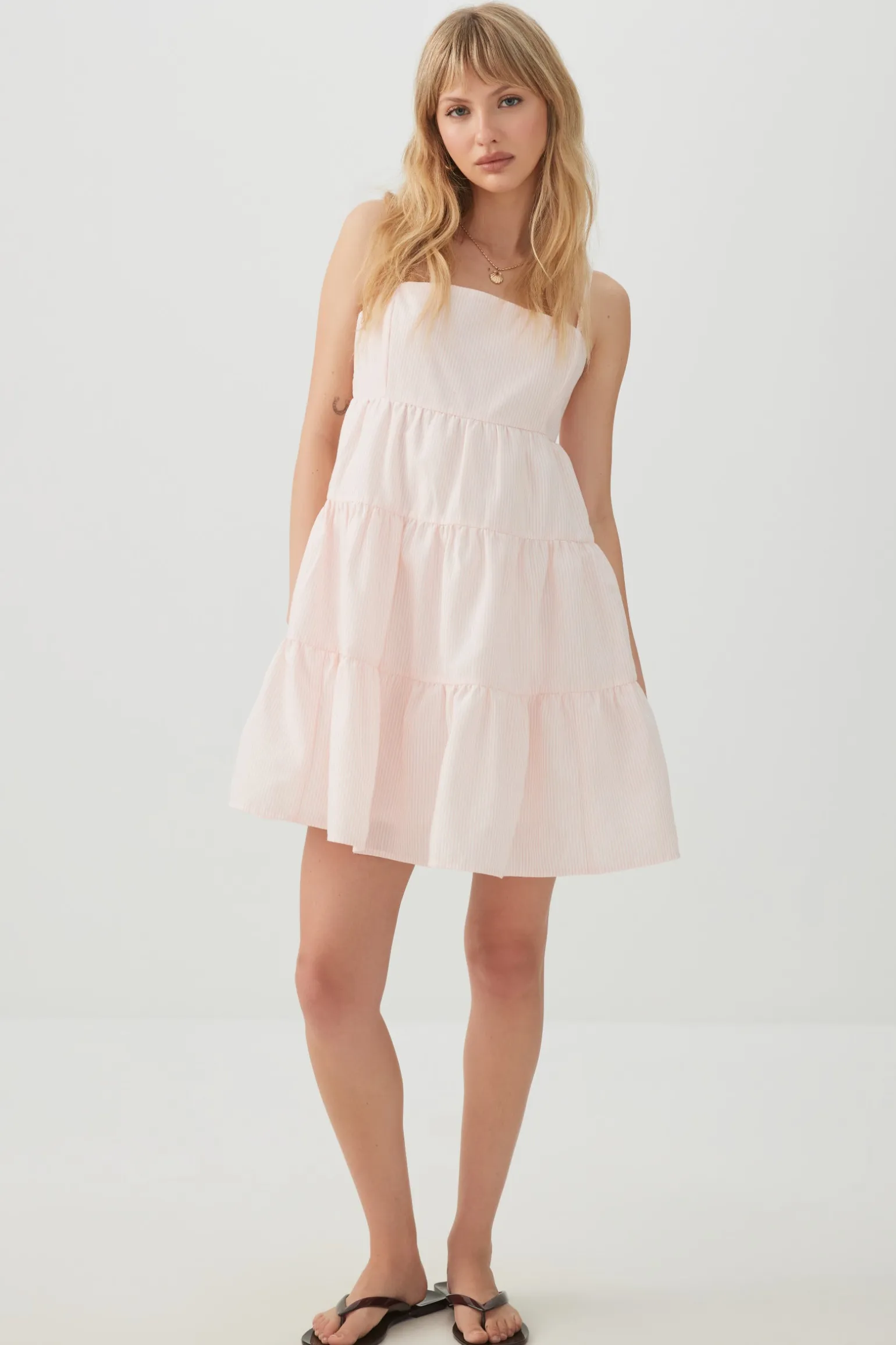 Tiered Square Neck Mini Dress