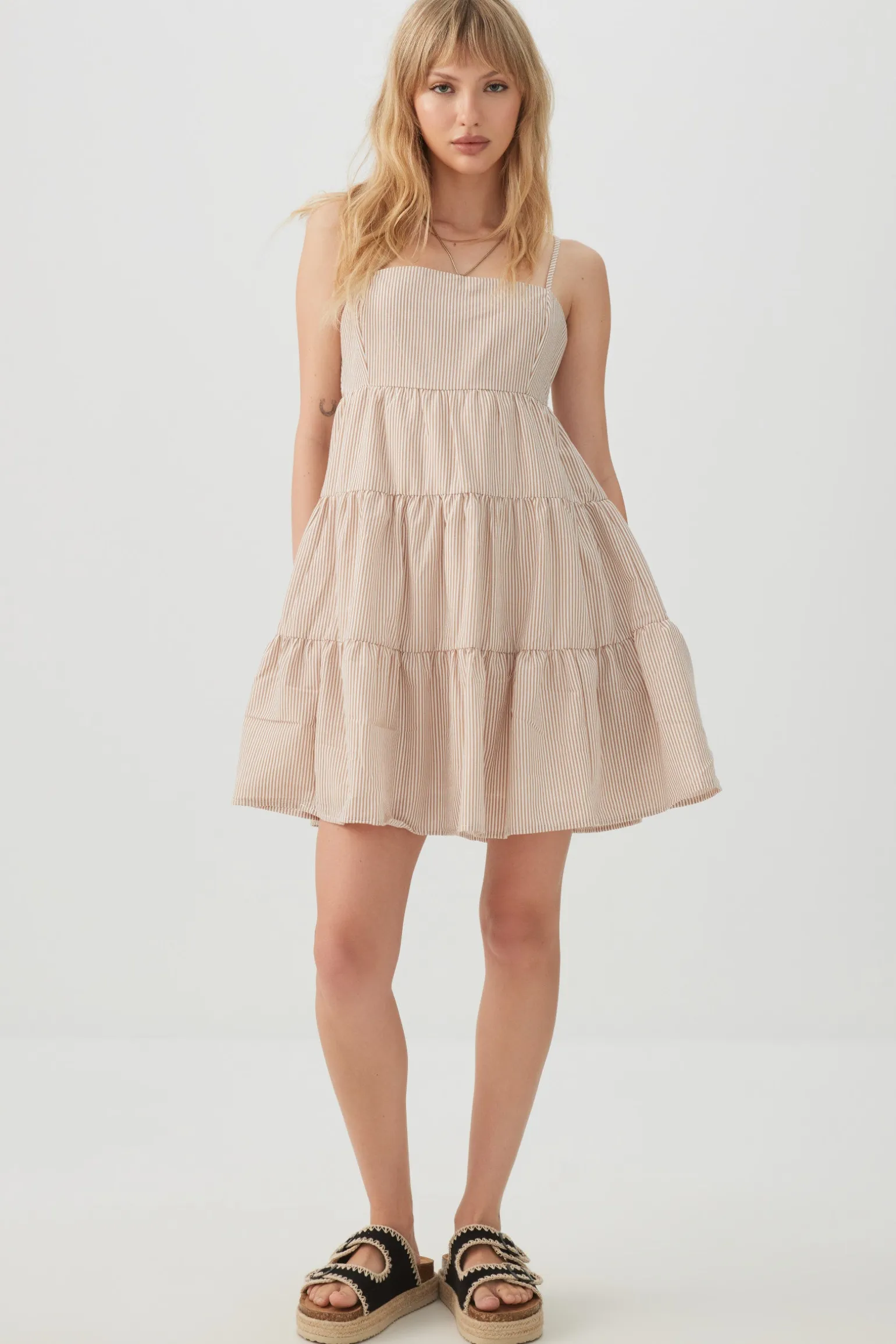 Tiered Square Neck Mini Dress
