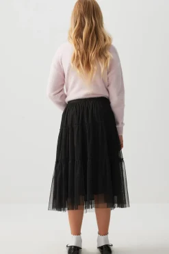 Tiered Tulle Midi Skirt