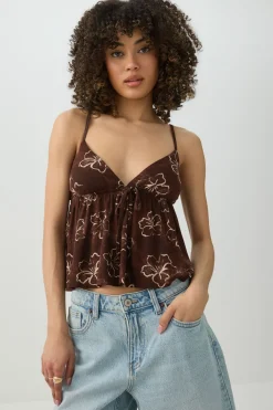 Tropical Flower Babydoll Tank Top