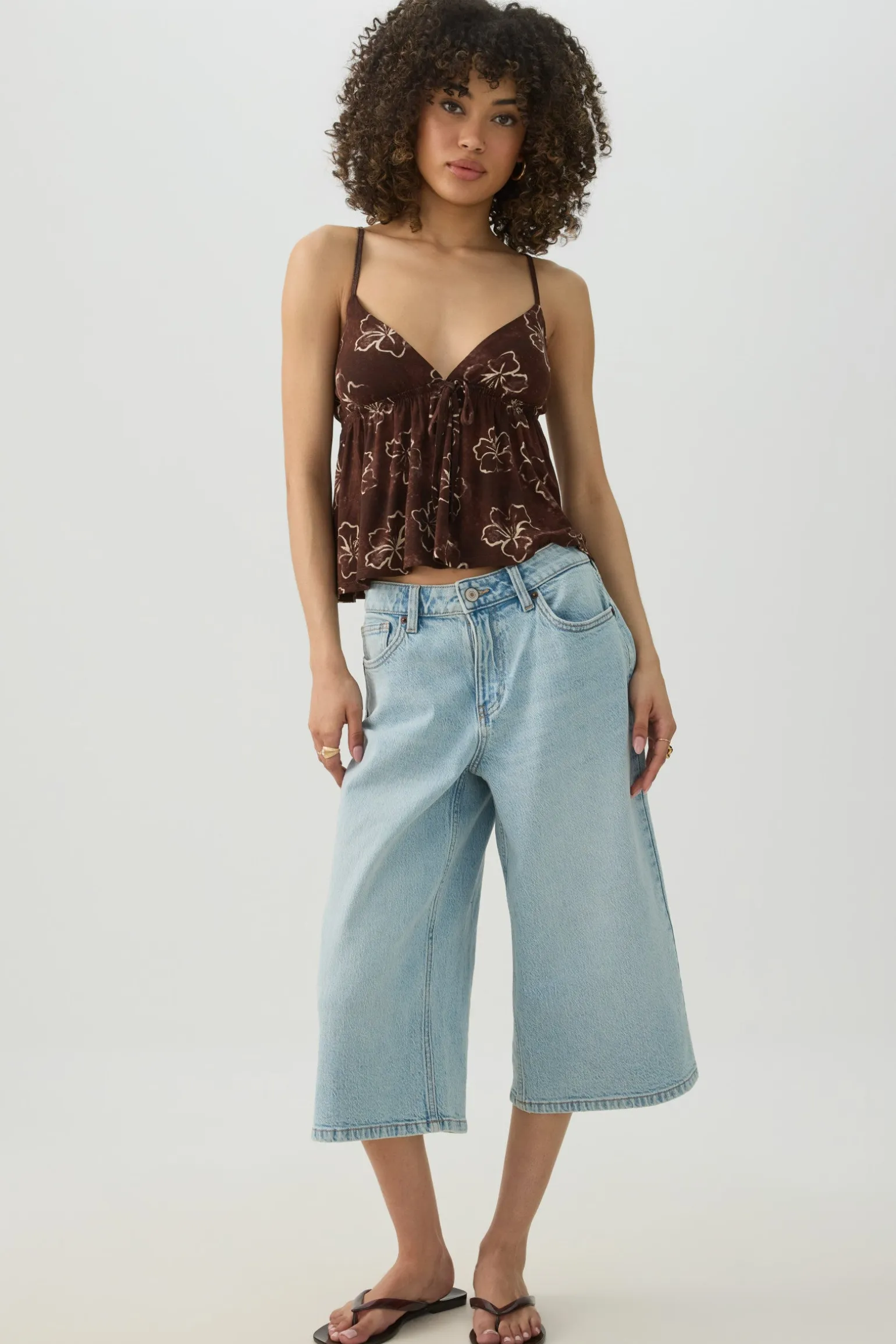 Tropical Flower Babydoll Tank Top