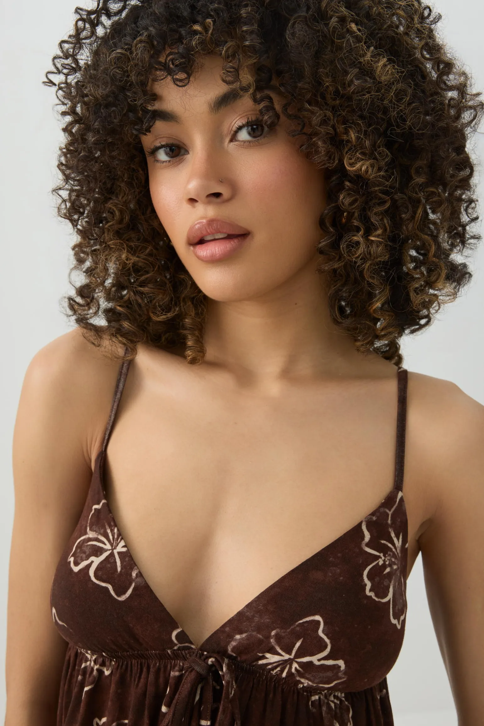 Tropical Flower Babydoll Tank Top