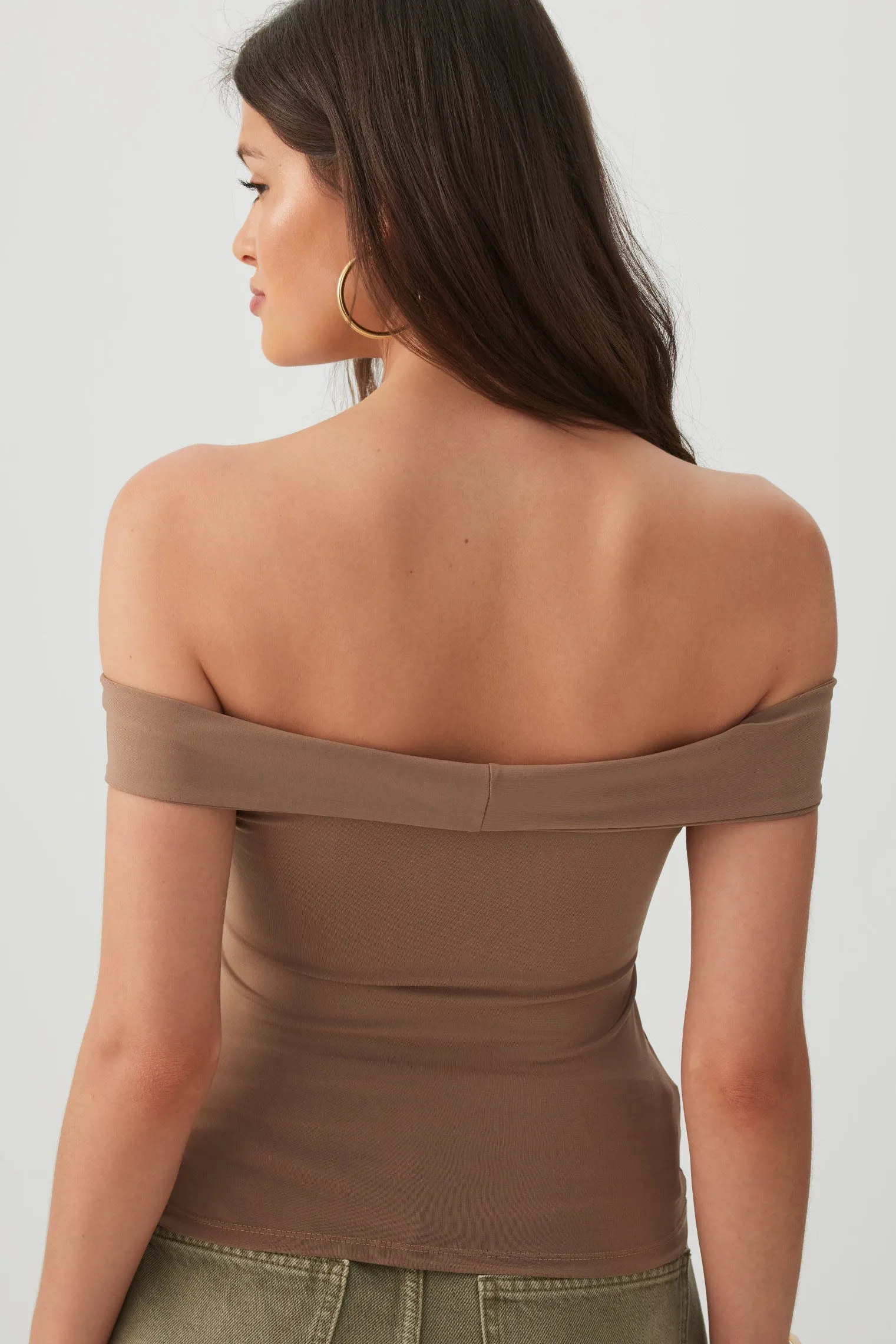 Twisted Front Off Shoulder Top
