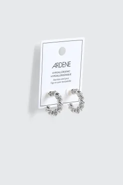 Twisted Hoop Stone Earrings