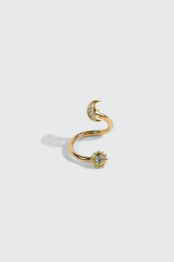 Twisted Moon Star Navel Piercing