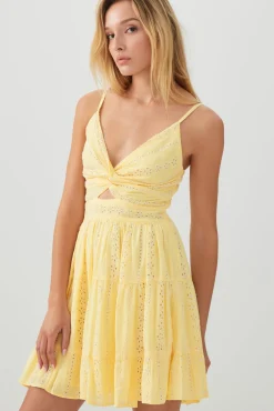 Twist Front Eyelet Mini Dress