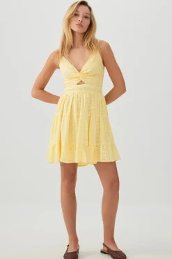 Twist Front Eyelet Mini Dress