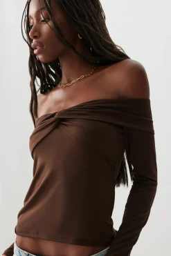 Twist Front Off Shoulder Top