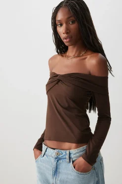 Twist Front Off Shoulder Top