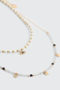Two-Row Necklace with Eye Pendant