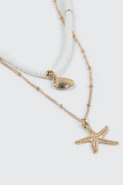 Two-Row Shell and Starfish Necklace