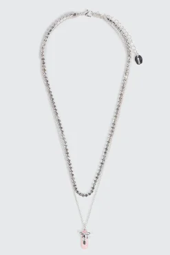 Two-Row Tennis Necklace with Ballet Slipper