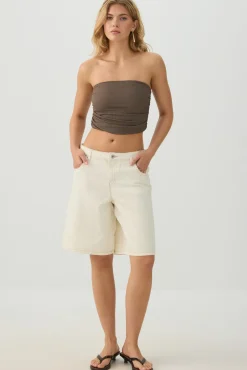 Ultra Cropped Shirred Tube Top