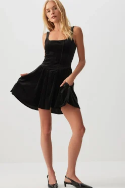 Velvet Bustier Mini Dress
