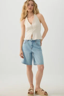V Neck Halter Peplum Tank