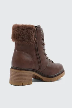 Warm Lined Boots with Faux Fur Trim