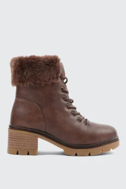 Warm Lined Boots with Faux Fur Trim