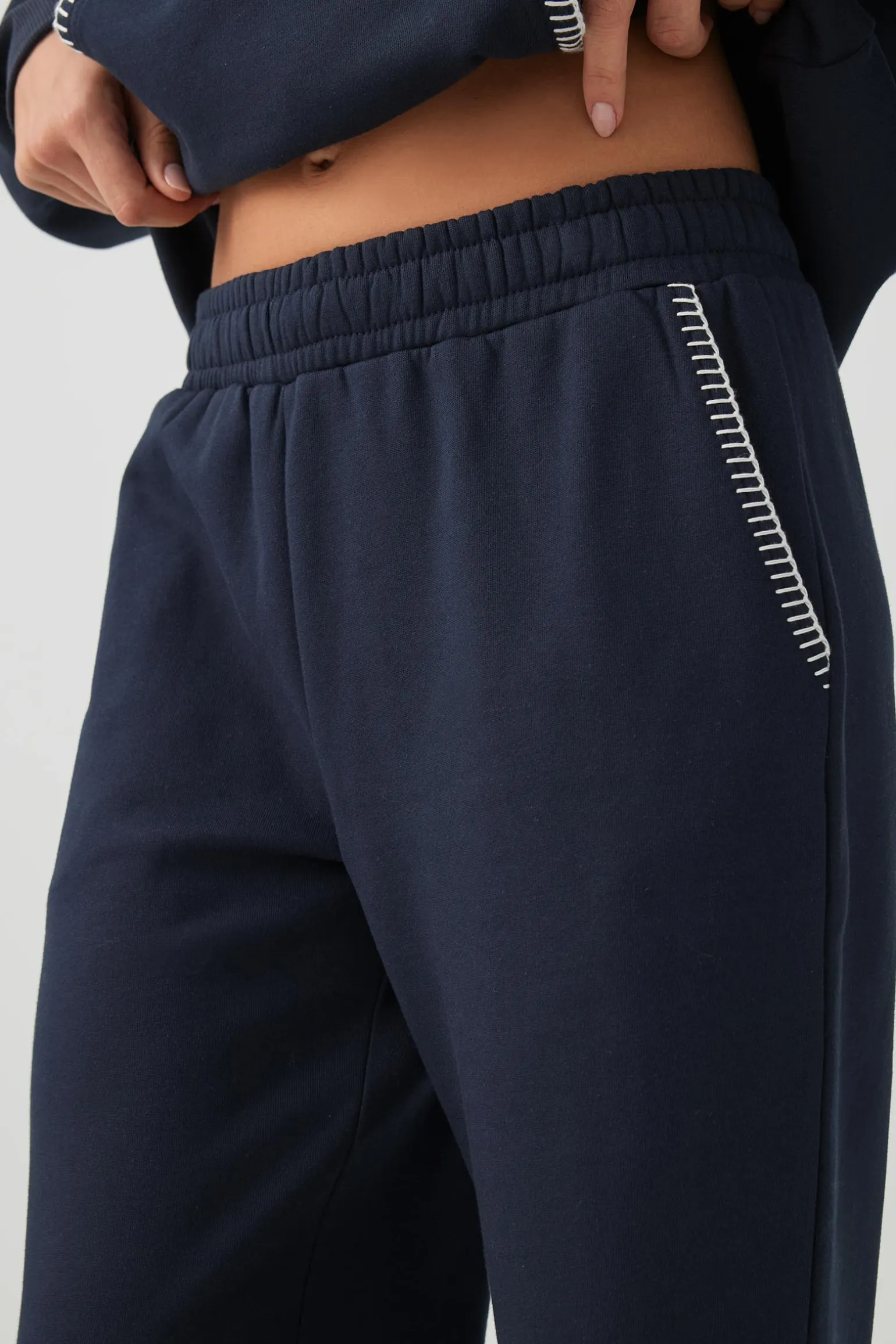 Whipstitch Wide Leg Sweatpants