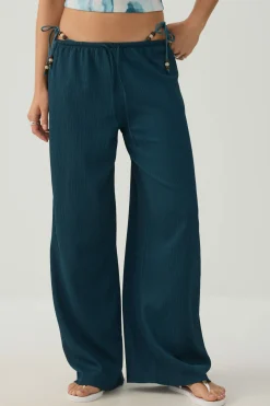 Wide Leg Seersucker Pants