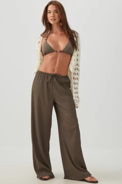 Wide Leg Seersucker Pants