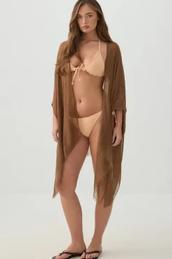 Woven Light Cover Up with Mesh Detail