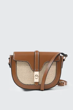 Woven Panel Saddle Crossbody Bag