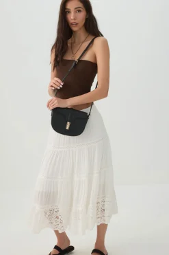 Woven Panel Saddle Crossbody Bag
