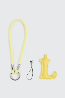 Yellow Initial L Faux Leather Charm with Wristlet