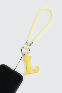 Yellow Initial L Faux Leather Charm with Wristlet
