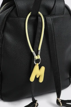Yellow Initial M Faux Leather Charm with Wristlet